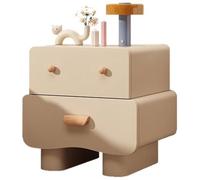 Cute Robot Bedroom Bedside Table, Modern And Simple Storage Cabinet, Solid Wood + Leather Nightstand, No Installation Required(F,40 * 40 * 50cm)