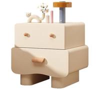 Cute Robot Bedroom Bedside Table, Modern And Simple Storage Cabinet, Solid Wood + Leather Nightstand, No Installation Required(F,40 * 40 * 50cm)