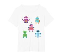Cute Robot Cyborg Toy Technology Kids T-Shirt, Women's Plus, White, 1X