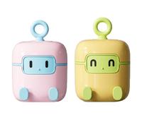 Cute Robot Design Lint Roller, Washable Electrostatic Brush with Silicone Hook, Portable Hair Remover for Furniture, Clothing, Carpets, Yellow green and blue pink