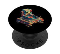Cute Robot DJ with Retro Turntable PopSockets Adhesive PopGrip