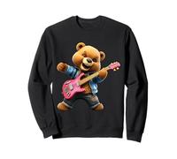 Cute Rock Bear Playing Pink Electric Guitar Music Sweatshirt