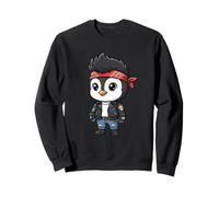 Cute Rocker Penguin With Red Bandana Punk Style Sweatshirt