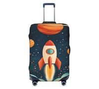 Cute Rocket Ship in The Space Elastic Travel Luggage Covers Dustproof Scratch-Resistant Suitcase Protector Fit 22-24 Inch