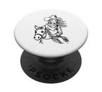 Cute Rodeo Horse Girl Cowboy Style backprint doodle PopSockets Adhesive PopGrip