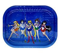 Cute Rolling Tray Girly - Blue Rolling Trays Premium Metal Small Tray with Design - Unique Gifts for Women Girls Mom, Travel Accessories, 7'' X 5.5'' (Small, Blue)