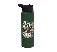 Cute ROM Coms Love Romantic Comedies Romance Funny Quote Stainless Steel Insulated Water Bottle