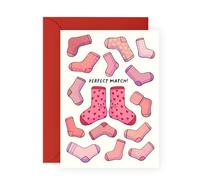 Cute & Romantic Anniversary Card - 'Perfect Match' - Anniversary & Valentines Gifts for Couples, Parents, Husband & Wife - Perfect Pair - Comes with Fun Stickers