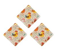 Cute Rooster And Chick Car Air Freshener, 3 Pcs Rhombus Hanging Air Freshener Cards, Long Lasting Fragrance Scented Cards for Car, Home, Office Gray-style