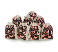 Cute Rooster Chickens 8 PCS Muslin Bags with Drawstring Sachet Bags Empty Small Cotton Drawstring Bag Muslin Reusable & Washable Cotton Bag for Herb Spice Candy Soap Jewelry Wedding Gift Pouches