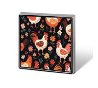 Cute Rooster Chickens Button Pin Funny Cute Brooch Pins Personalized Square Lapel Pin Badges Alloy Pinback Button Badge Novelty Backpack Pins for Jackets Hat Bags Chrismas Birthday Gift