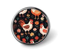 Cute Rooster Chickens Button Pin Round Alloy Lapel Pins Badges Novelty Funny Enamel Pins Button Lapel Personalized Pinback Button Badges Cute Brooche Pin for Backpacks Jackets Bags