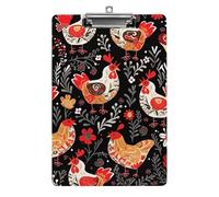 Cute Rooster Chickens Clipboard Retractable Hanging Tab Clip Board Plastic Clipboard Nursing Clipboards Nurse, Doctor, Cute Design for Standard Size 12.5 X 8.5Inch
