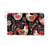 Cute Rooster Chickens Coin Purses with Zipper, Personalized Zero Wallet for Shopping, Small Makeup Pouches Bag for Travel, Card Organizer Case, Portable Canvas Change Purses