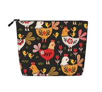 Cute Rooster Chickens Cosmetic Bag - Single Layer Large Capacity Travel Organizer, Daily Organizer with Zipper