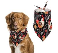 Cute Rooster Chickens Dog Bandana Triangle Dog Scarf Washable Polyester Dog Bibs Cute Pet Bandana for Medium Large Dogs Puppy and Cats