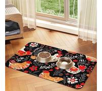 Cute Rooster Chickens Dog Food Mats for Floors, 12x18 Inch Non-Slip Super Absorbent Pet Food Mat, Dishwasher Dog Mat for Food and Water, Cute Rubber Quick Dry Pet Feeding Mat for Dogs Puppy Cats