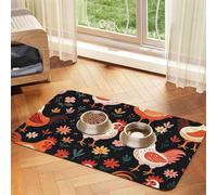 Cute Rooster Chickens Dog Food Mats for Floors, 16x24 Inch Non-Slip Super Absorbent Pet Food Mat, Dishwasher Dog Mat for Food and Water, Cute Rubber Quick Dry Pet Feeding Mat for Dogs Puppy Cats