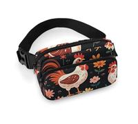 Cute Rooster Chickens Fanny Pack for Men Women, Durable Sling Chest Bag with Adjustable Strap & Large Pocket, Small Crossbody Bag for Running, Hiking, Cycling, Travel