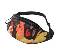 Cute Rooster Chickens Fanny Pack for Men Women, Waterproof Sports Waist Bag Fashion Belt Bag Crossbody Bags Hip Bum Bag with Adjustable Strap Large Sling Bag Purse for Travel Hiking