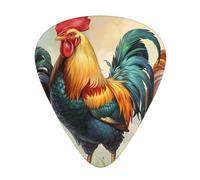 Cute Rooster Chickens - Guitar Picks-12 Pack Includes Thin, Medium & Heavy Gauges, Best Gift for Guitar Lovers