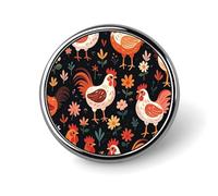 Cute Rooster Chickens Lapel Pin Badge Round Metal Button Pin Personalized Novelty Pinback Button Badges Funny Recognition Enamel Pins Novelty Cute Cartoon Brooch Pin for Jacket Bag Coat