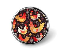 Cute Rooster Chickens Lapel Pin Brooches Round Fashion Brooch Pin Cute Button Badges Alloy Button Pins Enamel Pins Metal Pinback for Hat Shirt Clothing Bags