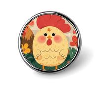 Cute Rooster Chickens Lapel Pin Fashion Brooch Pin Cute Button Badges Round Button Pins Enamel Pins Metal Pins back for Hat Shirt Clothing Bags Decoration