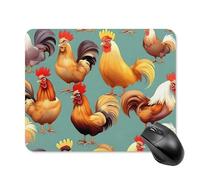 Cute Rooster Chickens Mouse Pad Square Laptop Mouse Mat Cute Computer Mousepad Keyboard Pad Non-Slip Desk Pads for Gaming Office Work Home 20 * 25cm