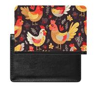 Cute Rooster Chickens Passport Holder Slim Travel Wallet RFID Blocking Card Case Cover Passport Cover Protector Essentials with Credit Card Slots for Women/Men
