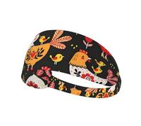 Cute Rooster Chickens Patterned sports headband, yoga elastic headband, suitable for running, fitness, cycling and other sports.