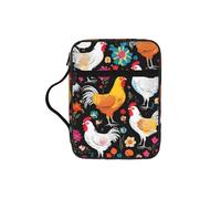 Cute Rooster Chickens Print Bible Cover Case/Book Cover, Bible Case for Women Girls,with Handle Fits for Standard Size Bible