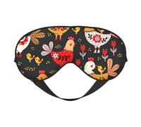 Cute Rooster Chickens Print Breathable Full-Cover Eye Mask Stylish Adjustable Nap Night Restful Environment