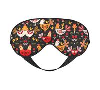 Cute Rooster Chickens Print Soft Eye Mask – Comfortable Sleep, Blocks Light, Full Eye Coverage, Ideal for Travel, Meditation