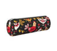 Cute Rooster Chickens Print Women Men Pencil Case Cylindrical Lightweight Pen Pouch Office Stationery Organizer