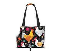 Cute Rooster Chickens Printed Foldable Pet Bag - Portable Puppy Cat Travel Handbag Tote,Pet Carrier Backpacks.