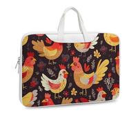 Cute Rooster Chickens Printed Leather Shoulder Messenger Bag Briefcase for Men Women Travel Business Office Hangbag Laptop Pack Crossbody