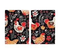 Cute Rooster Chickens Printed Passport Cover Case Passport Holder For Travel Passport Cards Protector Travel Covers Wallet Case RFID Blocking Leather Card Case for Women Men, Cute Rooster Chickens,