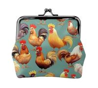 Cute Rooster Chickens small wallets woman,wallets for women,coin purse for women,small womens wallet,with zipper and kiss lock, Black, One Size, Art Deco