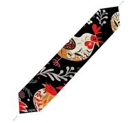 Cute Rooster Chickens Table Runner for Dining Table, Short Plush Runners Washable & Durable Tablerunner Modern Home Decor for Wedding, Kitchen, Holiday 229*33cm