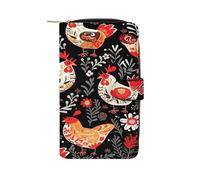 Cute Rooster Chickens Wallet Multifunctional Leather Wallets for Men Compact Long Wallet Credit Card Holder Passport Bag
