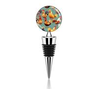Cute Rooster Chickens Wine Stoppers Reusable Wine Bottle Stopper Decorative Champagne Stoppers Silicone Beverage Bottle Sealer Keep Fresh, Leakproof Wines Saver for Bar Party Decor