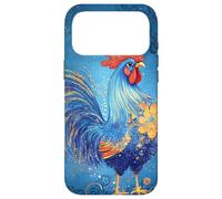 Cute Rooster with Stars Chikens on Turquoise Case for iPhone 17 Pro Max