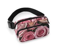 Cute Rose Mix Leopard Fanny Pack for Women Men Waist Bag Belt Bag Adjustable Casual Bag for Travel Sports Hiking, white, 7.9x5.1inches