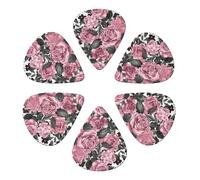 Cute Rose Mix Leopard Pattern Printed Guitar Picks -6 Pcs Guitar Picks Plectrum,Guitar Accessories,Electric Guitar Pick, Bass & Ukulele 0.71mm