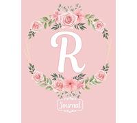 Cute Rose Pink Floral R Monogram Initial letter R Diary Journal Notebooks gifts for Girls, Boys, Women & Men who like flowers, Writing & Note Taking - ... Book, Journal or Diary - Size 8.5 x 11 inch