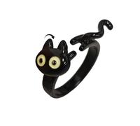 Cute Rotating Black Cat Ring for Women Adjustable Funny Cartoon Animal Kitten Spinner Fidget Anxiety Rings Open Stackable Finger Band Dainty Worry Stress Relieving Jewelry for Pet Lovers