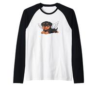 Cute Rottweiler Angel Cartoon Dog Lover Raglan Baseball Tee