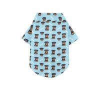 Cute Rottweiler Dog Faces on Blue Summer Dog Shirts Collared Polo T-Shirts Button Up Breathable Cool Pet Shirts Puppy Sweatshirt Perfect for Everyday Wear, and Photoshoots L-5XL
