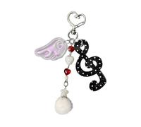 Cute Round Dot Stripe Music Note Star Keychain Acrylic Alloy Bag Charm